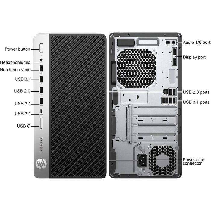 HP ProDesk 600 G3 Tower Desktop Intel Core i7-6700 3.4GHz, 16GB RAM, 512GB Solid State Drive, Windows 10 Pro - Refurbished