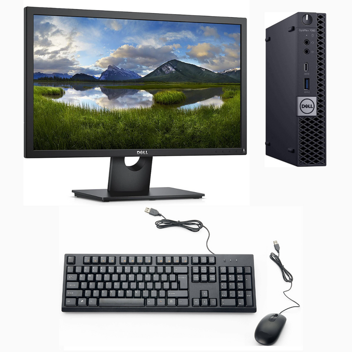 Dell Optiplex 7060 Micro Desktop I5-8500T 2.10GHz 32GB 2TB SSD with Dell 23" E2318H Monitor Windows 10 Pro Refurbished